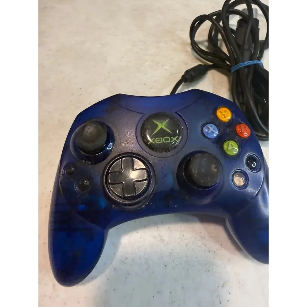 Microsoft Xbox Controller S Wired Translucent Blue for Original Xbox Halo CE